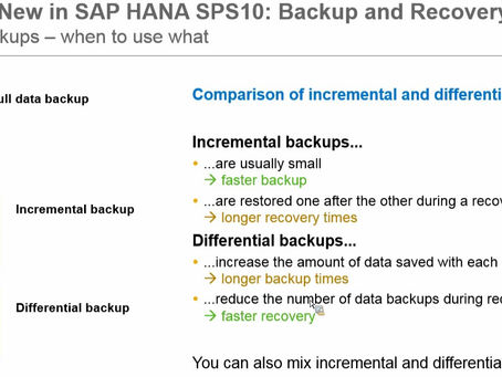 HANA SPS10 introduces Delta Backup (Incremental and Differential)