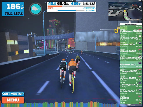 Club members in a Zwift race