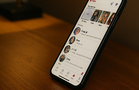 Smartphone showing a dating app chat screen, demonstrating real dating app conversations
