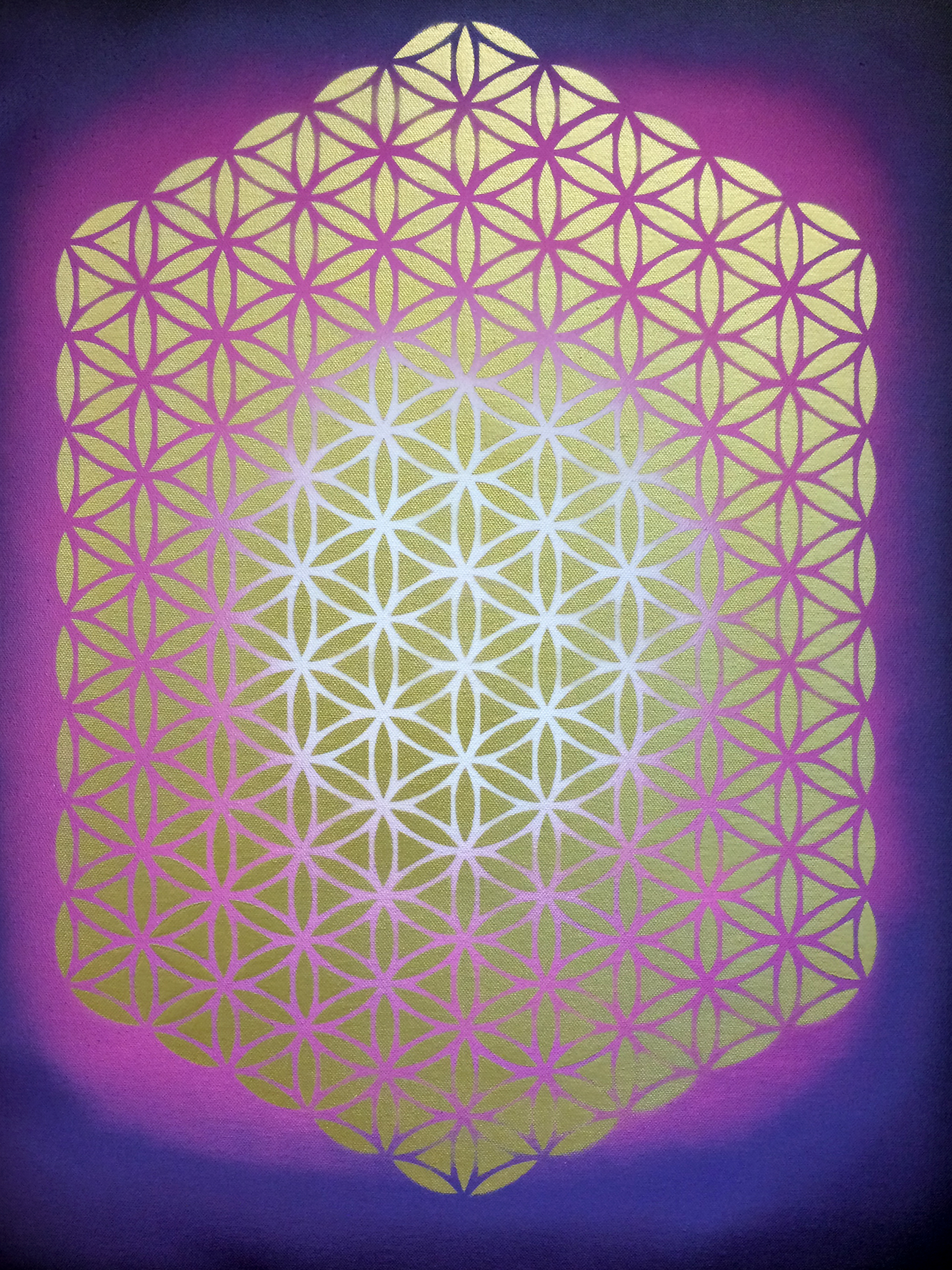 Large Geometric flower - White Pink and purple