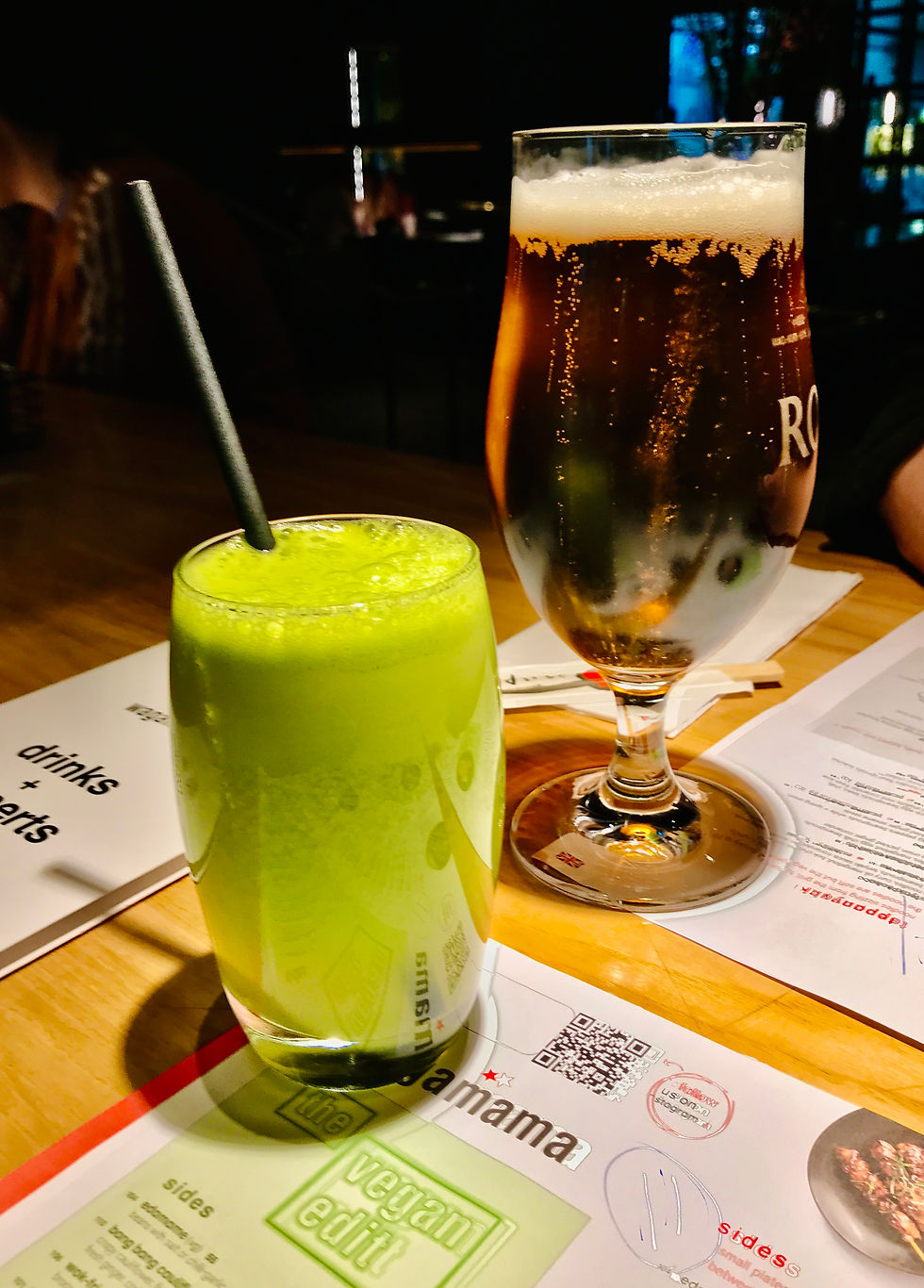 Juice and beer at Wagamama.
