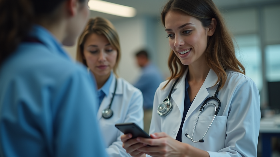 Eye-level view of a health professional engaging with a community on social media