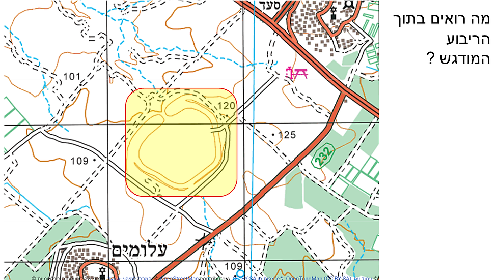 מה רואים במרכז המפה הטופוגרפית?