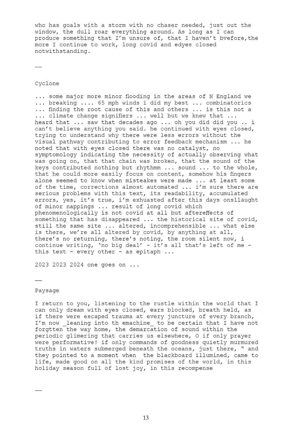 Thumbnail: Alan Sondheim -Haptic, Covid, Philosophy