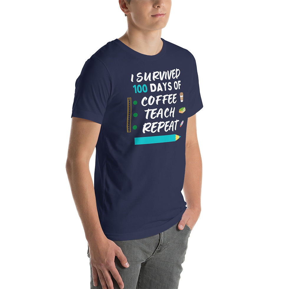 Thumbnail: I survived 100 days of coffe teach repeatUnisex t-shirt