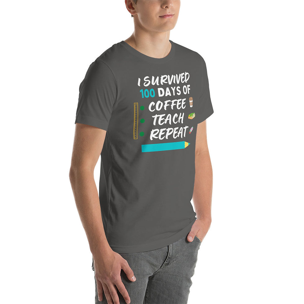 Thumbnail: I survived 100 days of coffe teach repeatUnisex t-shirt