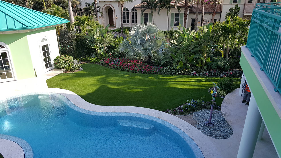 Turf installation b y thee pool in Orlando, Florida