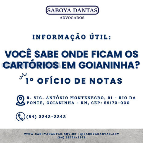 CARTÓRIO DO 1º OFÍCIO DE NOTAS EM GOIANINHA
