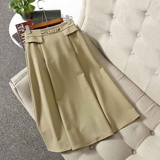Chain Waist Midi Skirt
