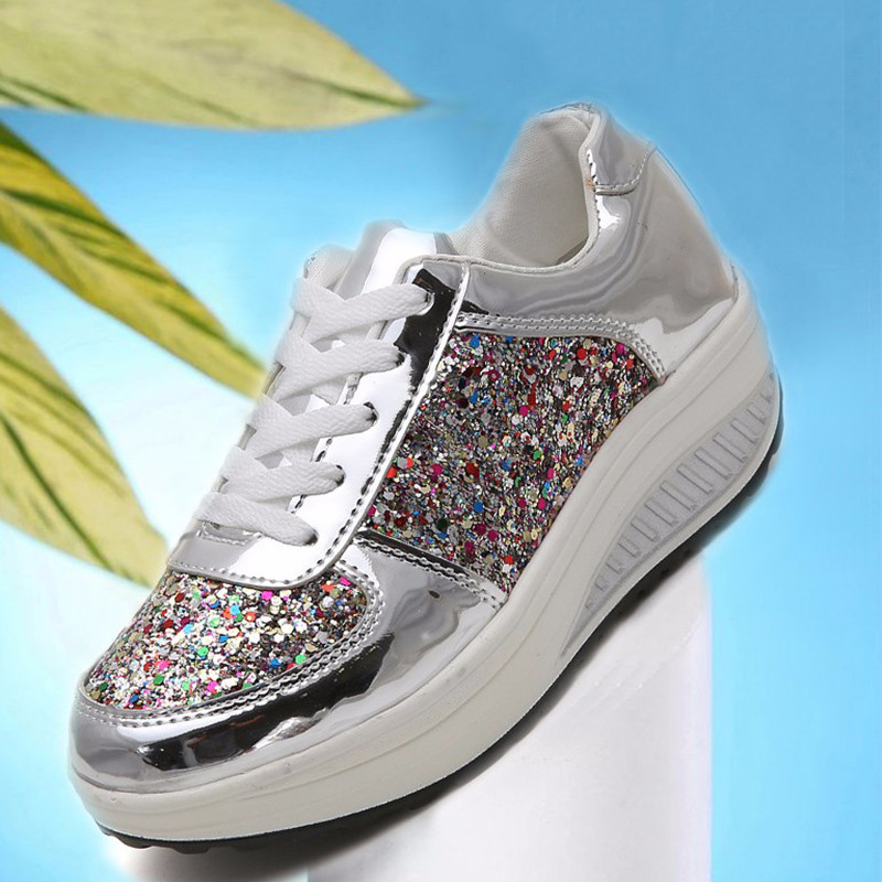 Thumbnail: Bling Platform Sneakers for Women - Chunky Casual Shoes