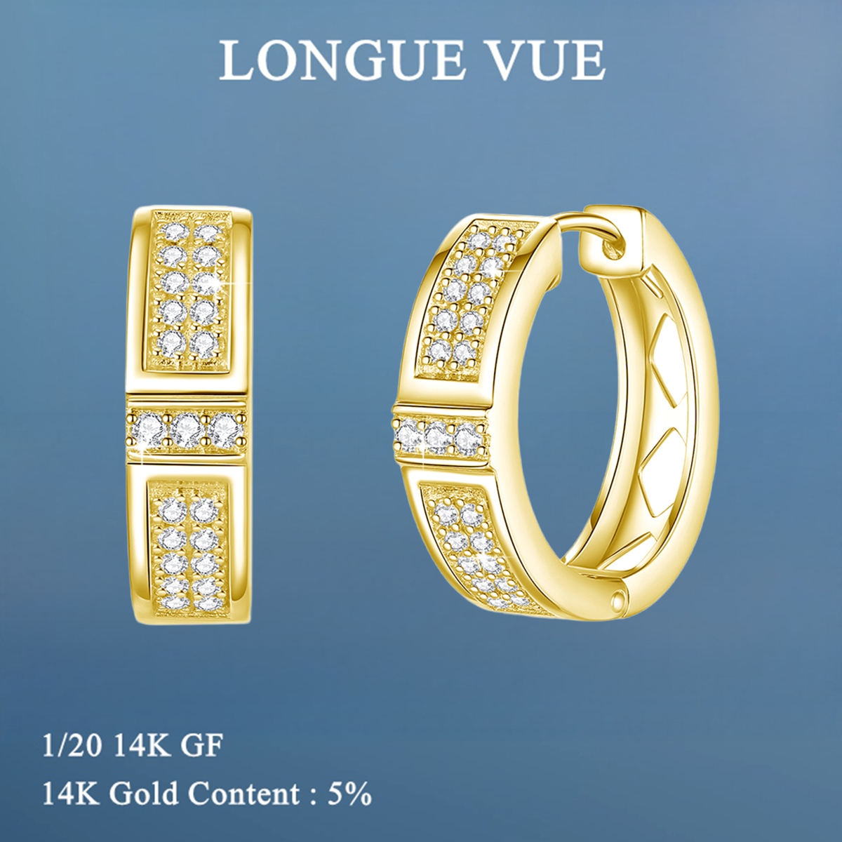 Delicate Gold Plated Moissanite Hoop Earrings