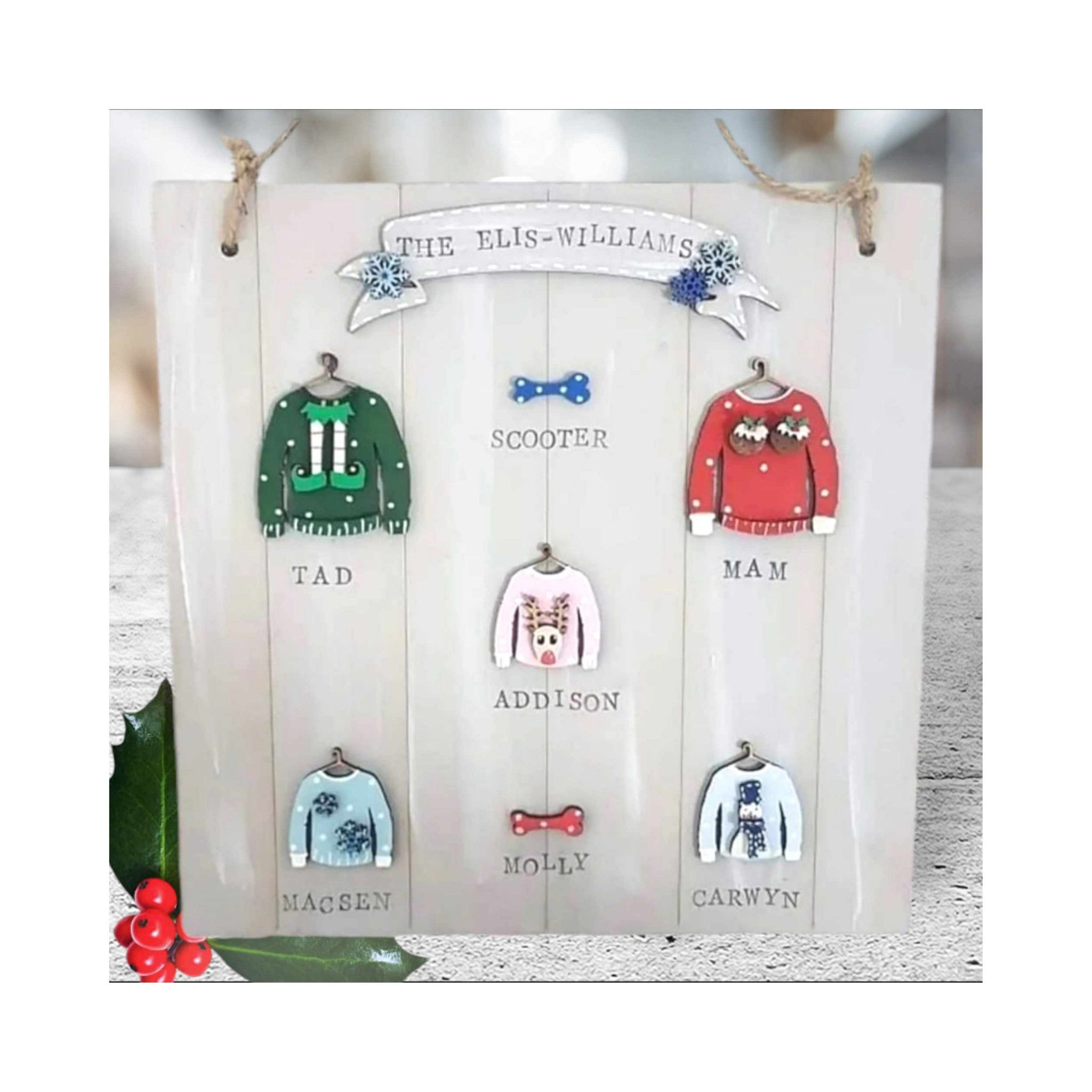 Personalised Christmas Jumper Hanging Decoration - Festive Ornaments - Hangable
