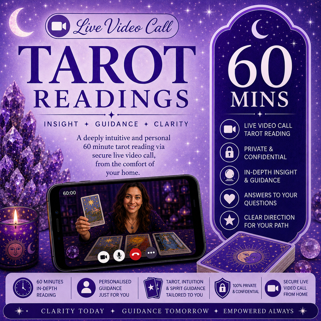 Live Video Call Tarot Reading - 60 Mins