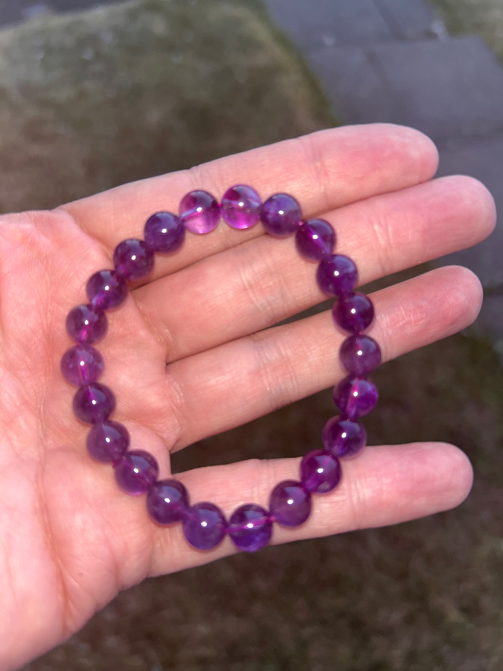 Thumbnail: Amethyst Transparent Bracelet / 10 mm