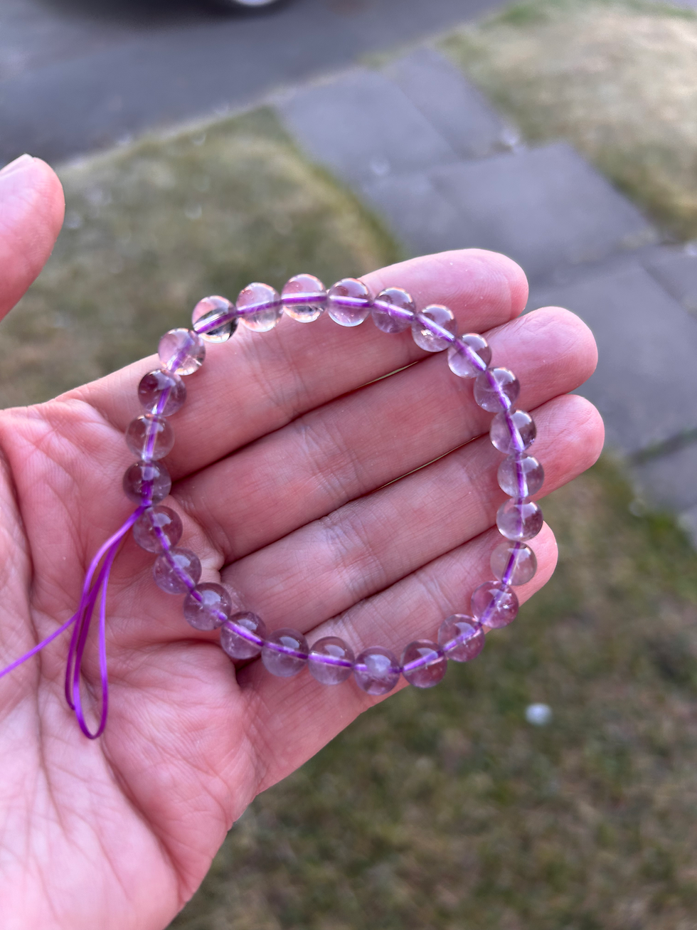 Thumbnail: Amethyst Transparent Bracelet / 6 mm