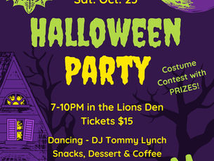 Halloween Party Oct. 25