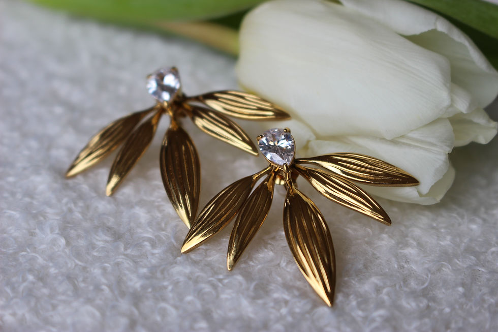 Miniature : Boucles d'oreilles feuille en Cristal