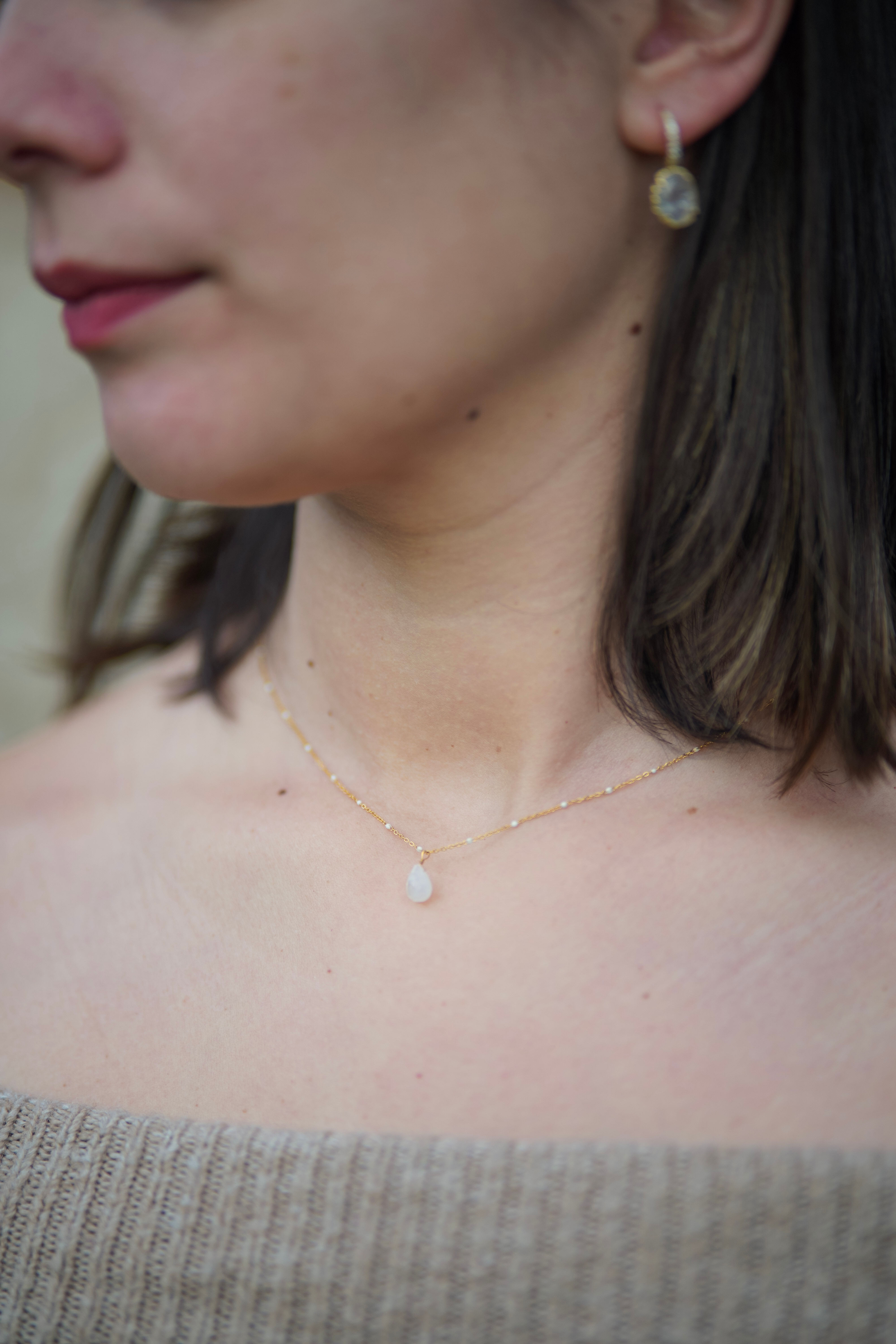 Collier Goutte Cristal de Roche