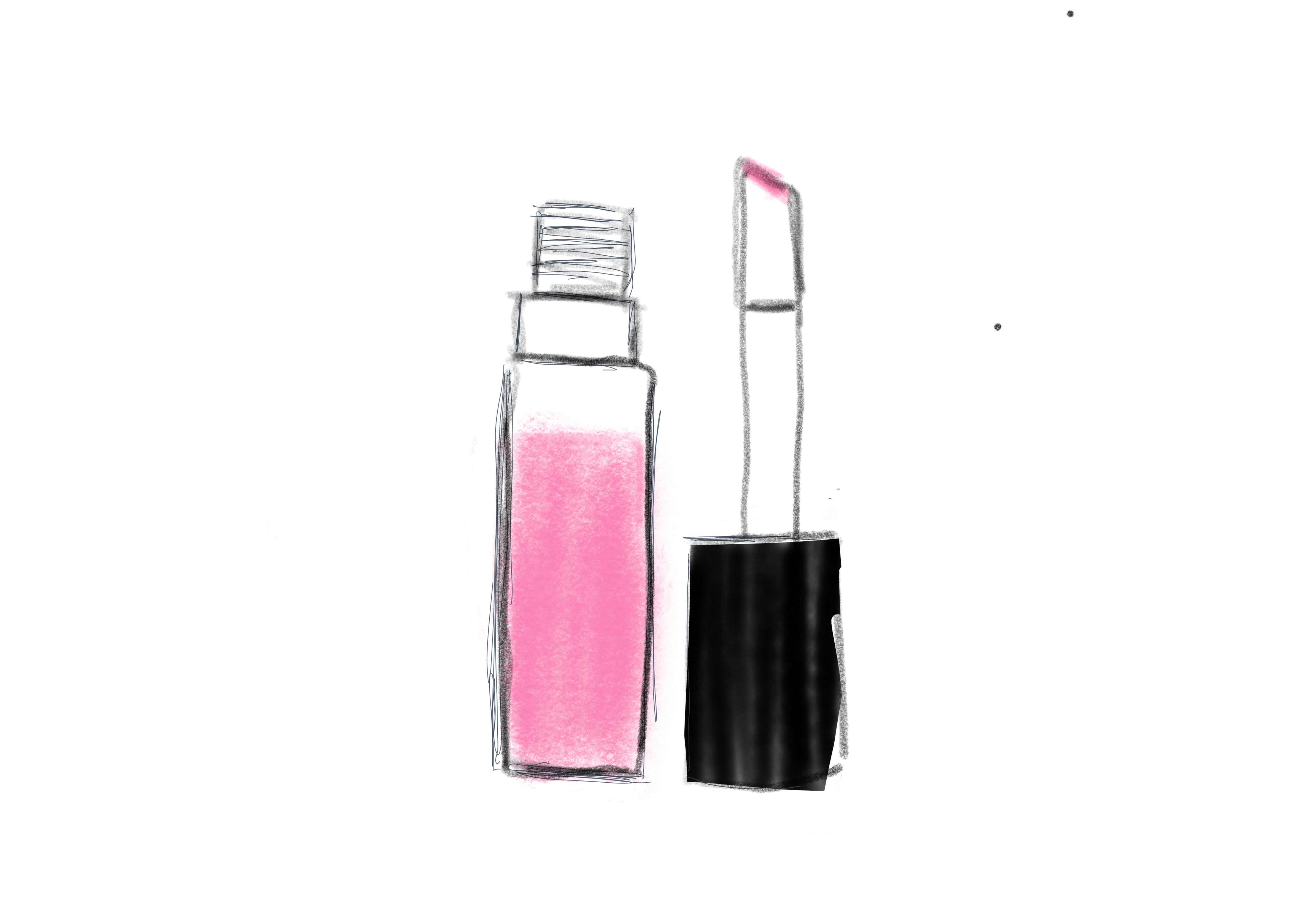 Hand illustrated makeup product