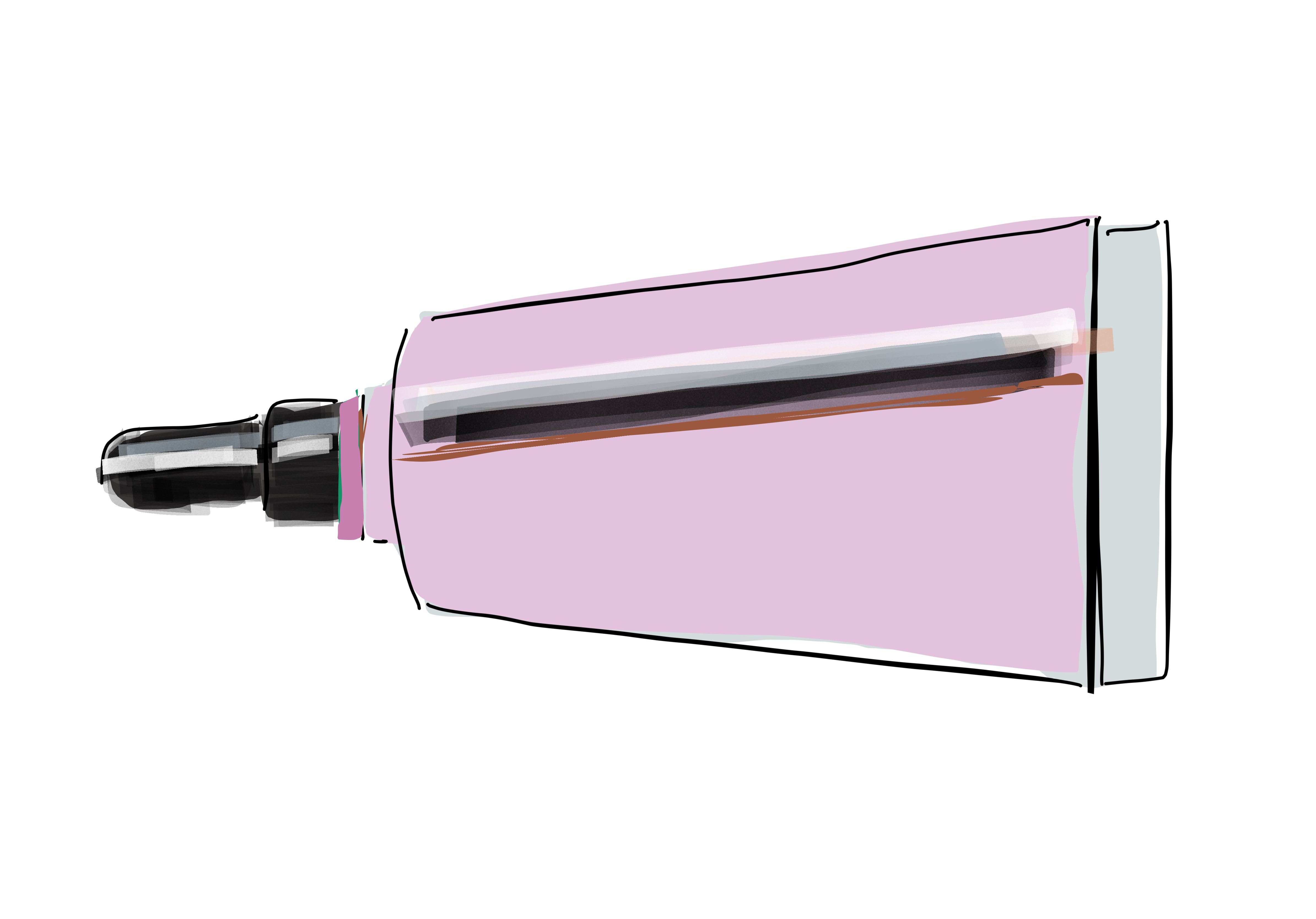 hand illustrated color corrector tube