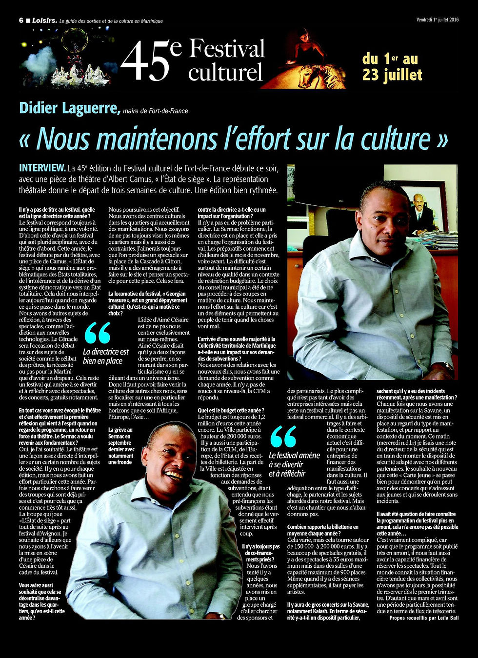 Didier Laguerre 45ème festival culturel de fort-de-france