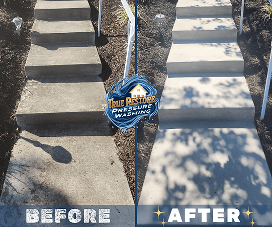 Pressure washed concrete steps in Sinking Spring, PA, restored to look like new