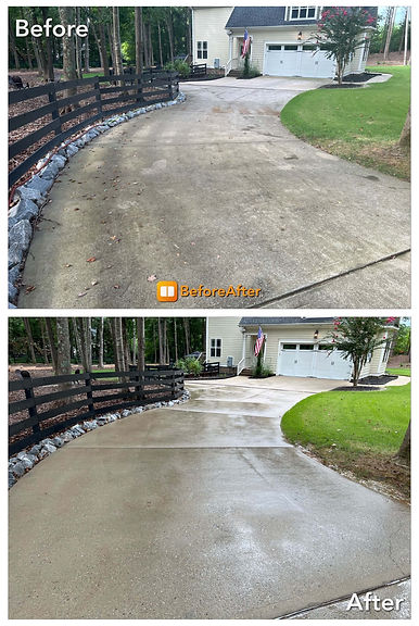 Before and after of driveway pressure washing in West Reading, PA by True Restore, showing removal of heavy dirt, stains, and algae buildup from concrete.