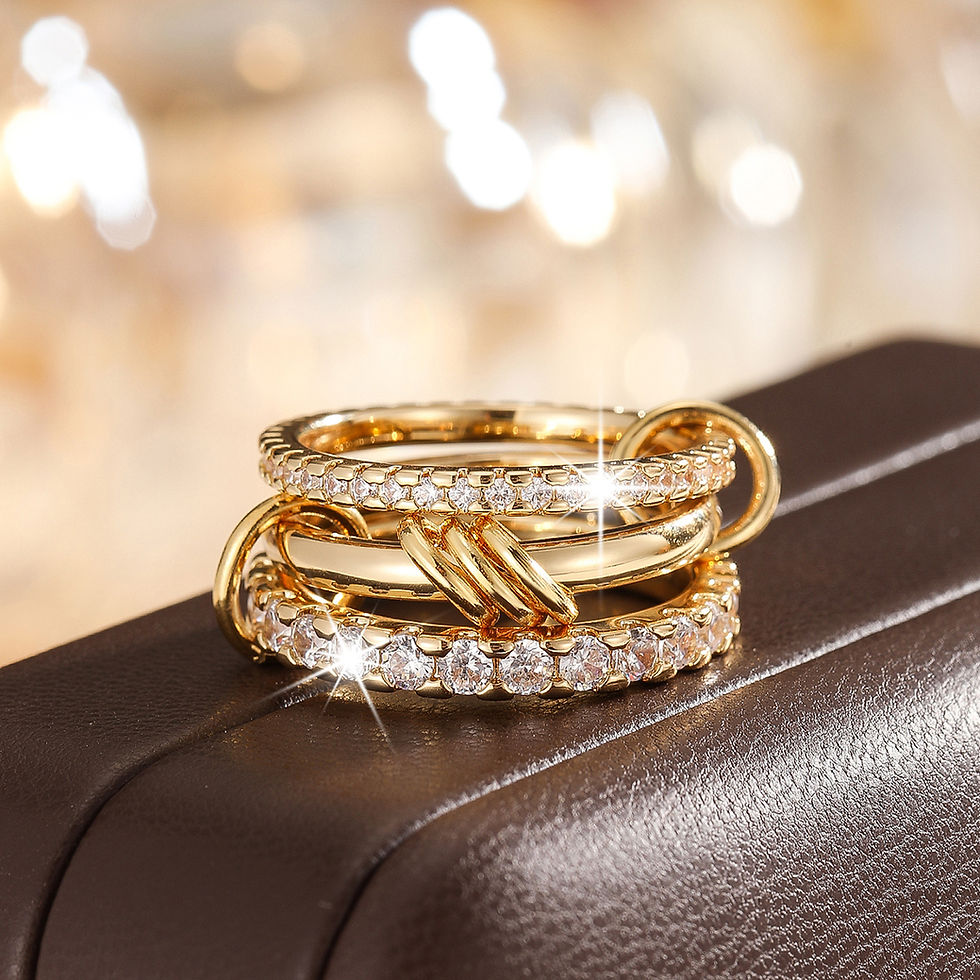 Thumbnail: Chic Two-Tone Quad-Band Ring