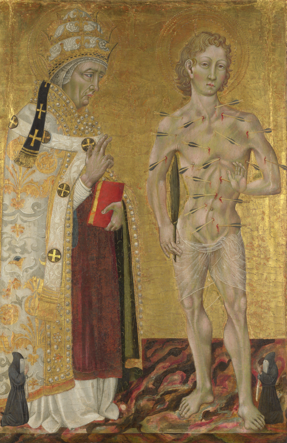 Papa São Fabiano e São Sebastião, por Giovanni di Paolo