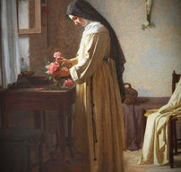 santa teresinha com rosas