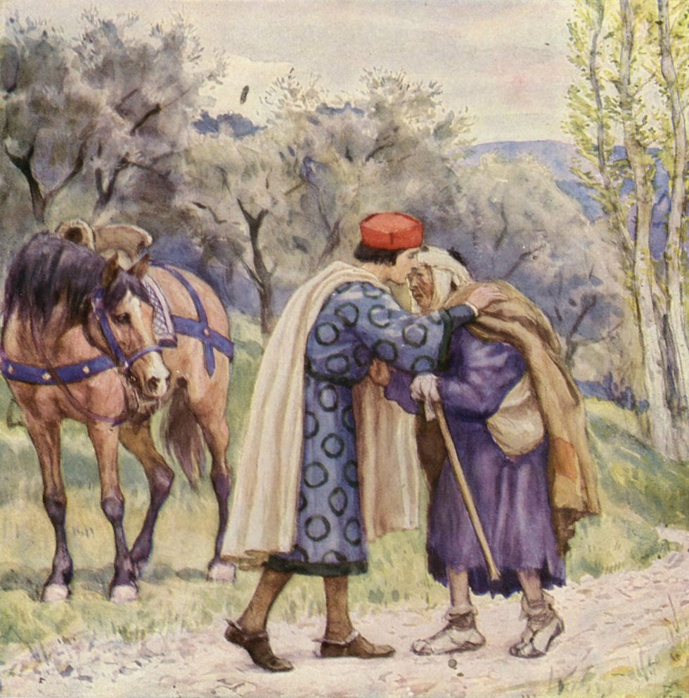 São Francisco a beijar um leproso (litografia a cores)