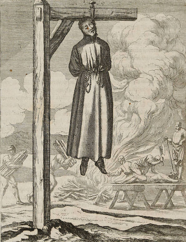 O enforcamento do Beato Thomas Cottam em 30 de maio de 1582, gravura de Melchior küsel