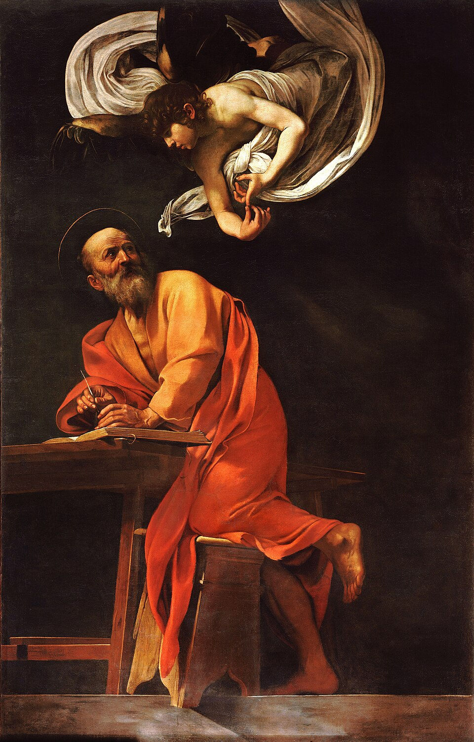 A Inspiração de São Mateus, por Caravaggio (1571–1610)