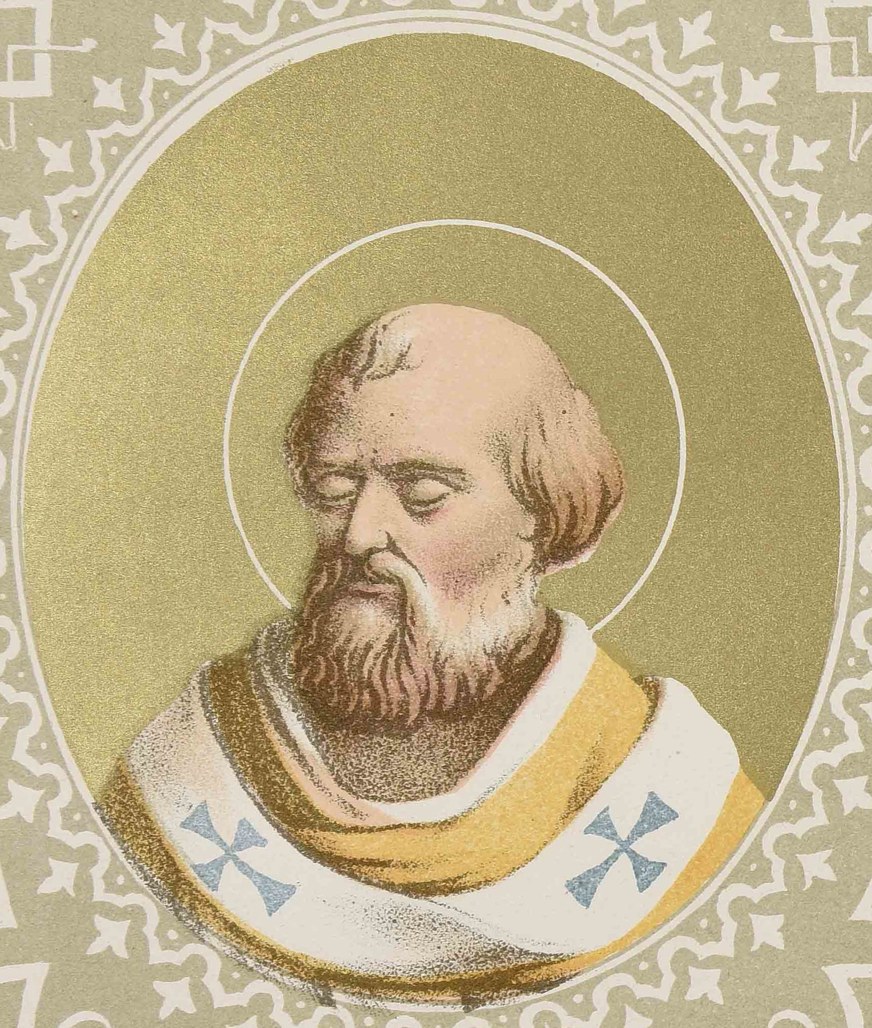 Papa São Sérgio I. Cromolitografia em L. Tripepi, Retratos e biografias dos papas romanos. de São Pedro a Leão XIII, Roma, Vaglimigli Davide, 1879.