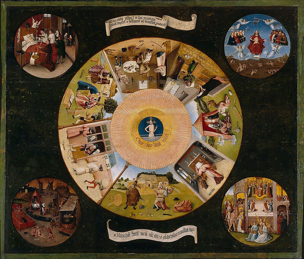 Representação dos sete pecados capitais por Bosch.