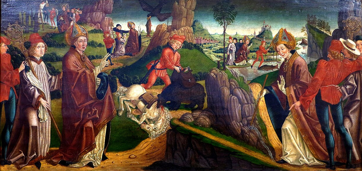 São Corbiniano e o urso que matou seu cavalo de carga, por Friedrich Pacher