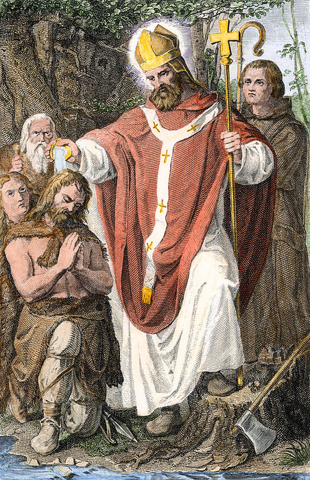 São Bonifácio de Mogúncia gravura (colorida), por Heinrich Kipp e Karl Clasen