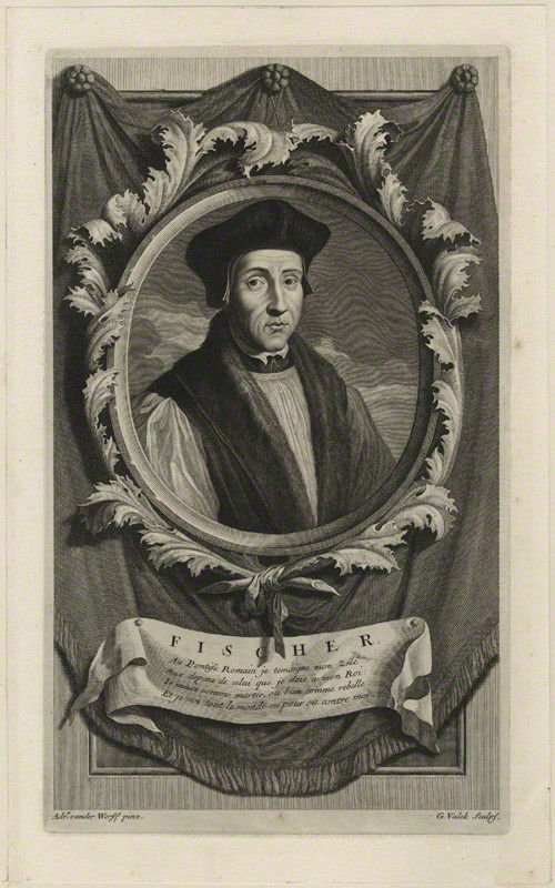 Gravura de São João Fisher, por Gerard Valck, segundo Adriaen van der Werff, 1697.