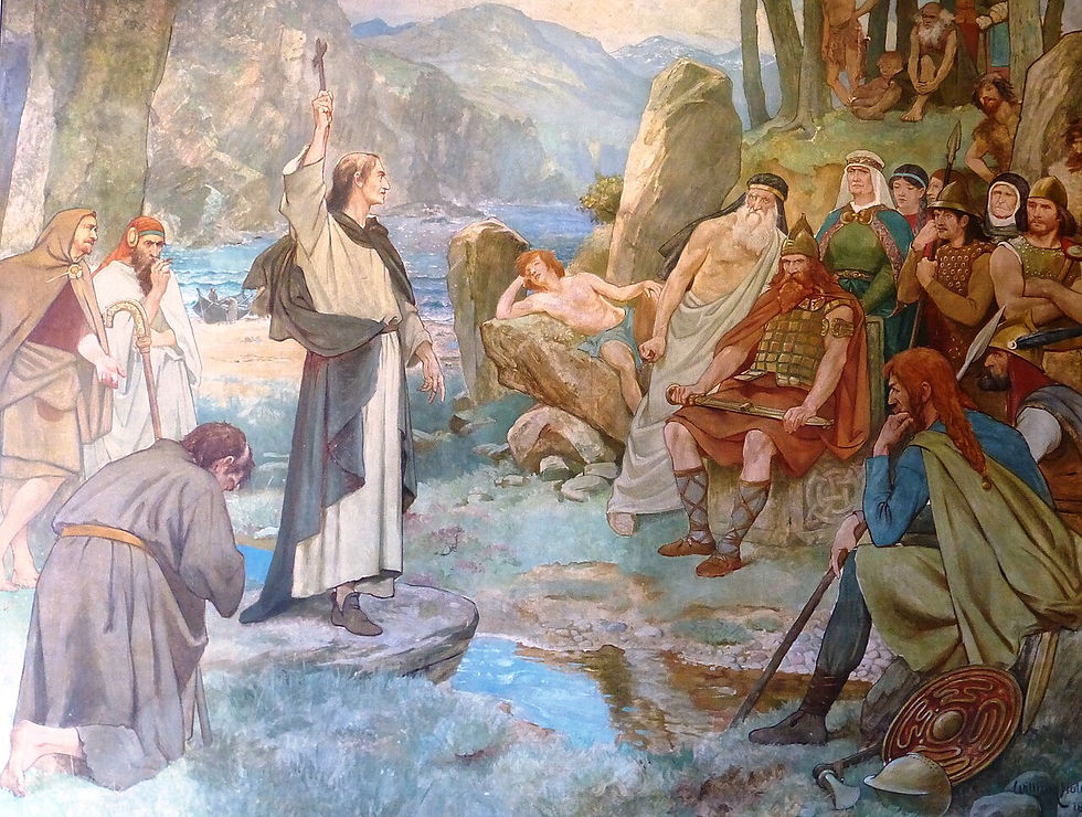 São Colomba convertendo o rei Brude dos pictos ao cristianismo, por William Hole (1846–1917).