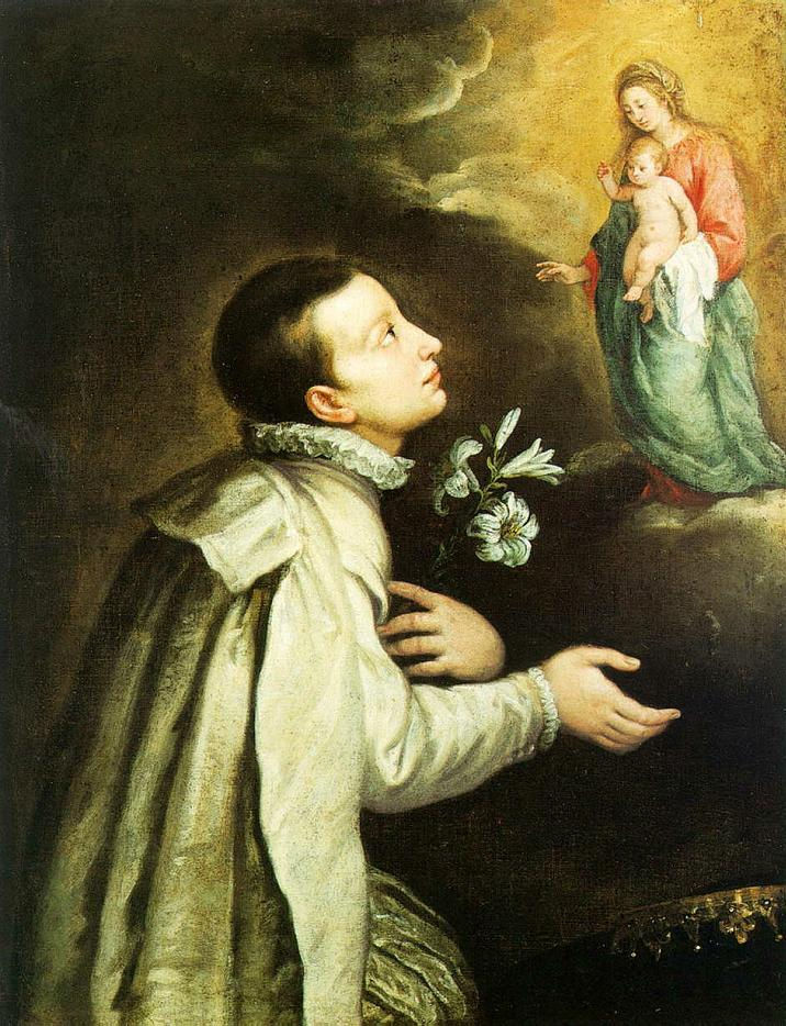 São Luís Gonzaga venera a Virgem com o Menino, por Carlo Francesco Nuvolone (1665).