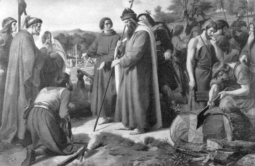 São Bonifácio como construtor de igrejas, por Alfred Rethel (1816–1859)