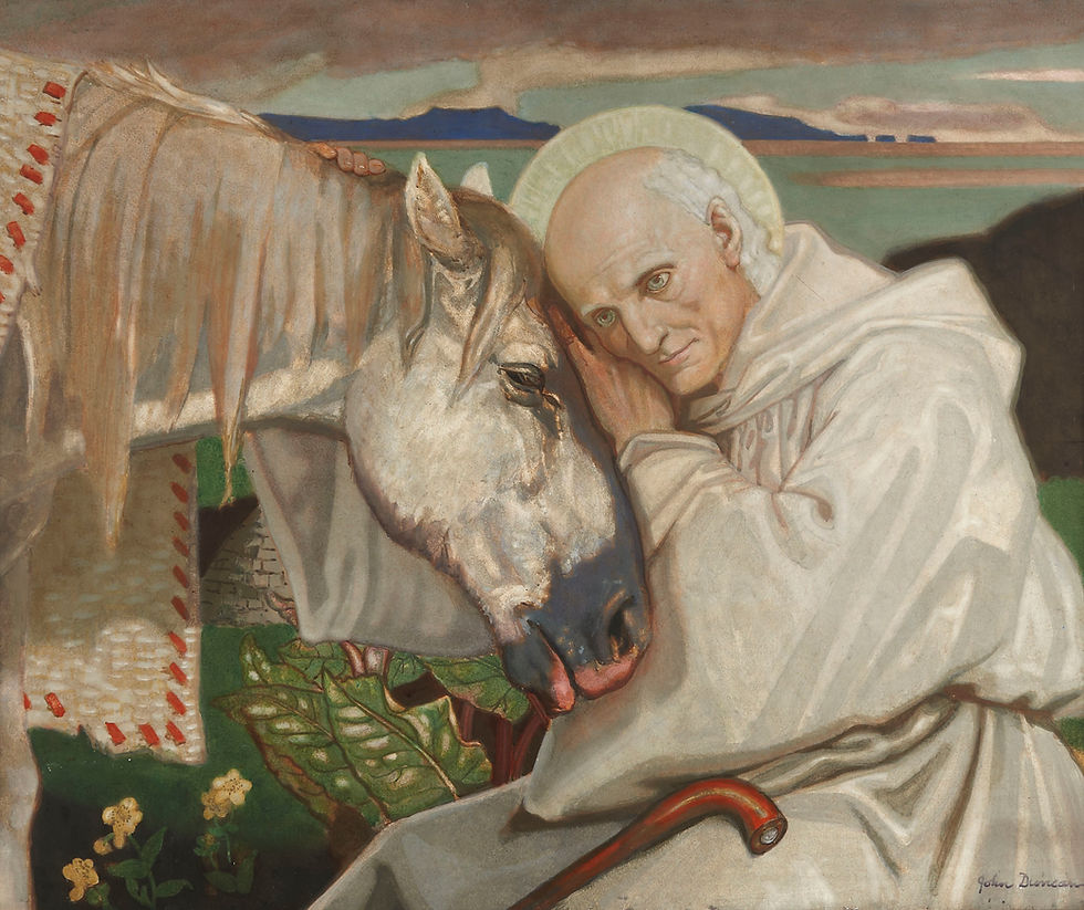 São Columba se despedindo do cavalo branco, por John Duncan (1866–1945)
