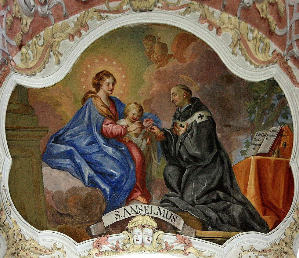 A Virgem Maria aparece a Anselmo de Cantuária, por Josef Ferdinand Fromiller (Mosteiro de Ossiach)