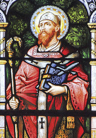 São Bonifácio. Vitral da Igreja de Nossa Senhora do Perpétuo Socorro e Santo Afonso, Montevidéu.jpg