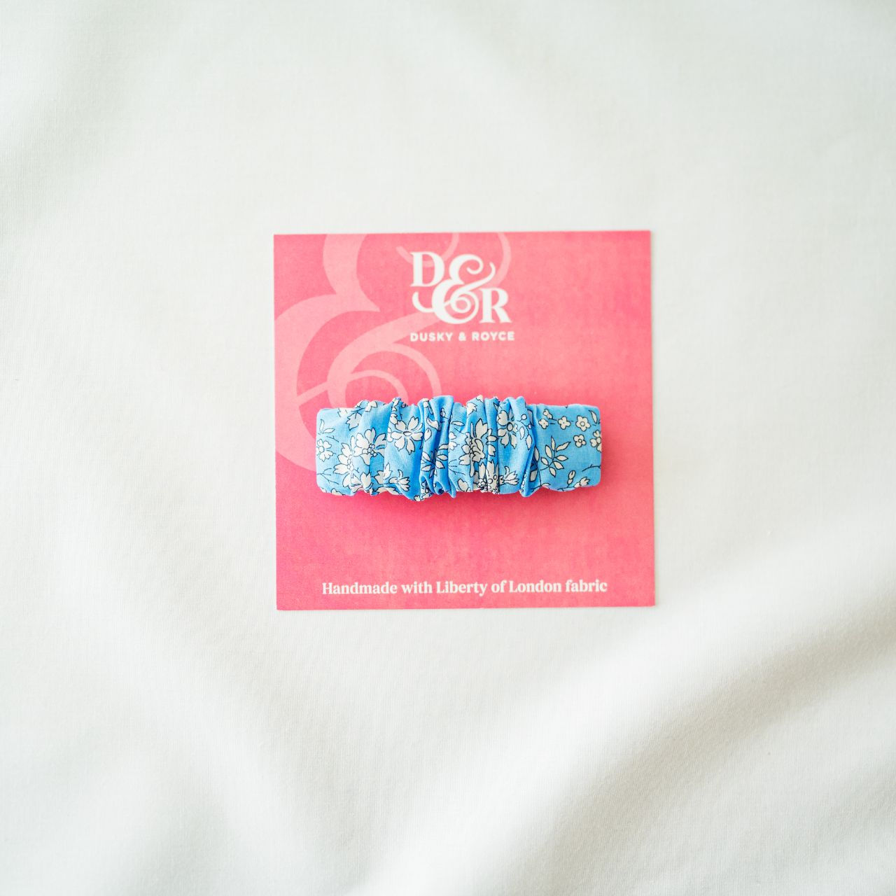 Ruffle Barette Clip made with Liberty fabric - Capel Pale Blue