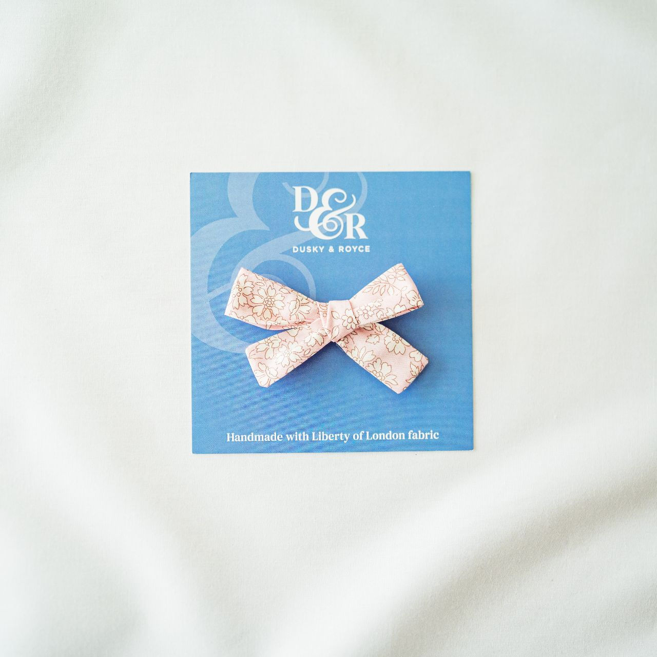 Small Hair Bow Clip made with liberty fabric - Capel Pale Pink