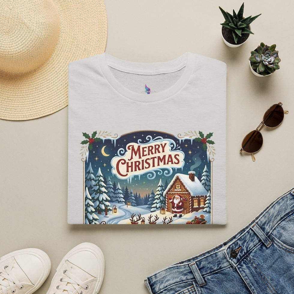 Thumbnail: Merry Christmas Cabin T-Shirt — Vintage Winter Holiday Graphic Tee
