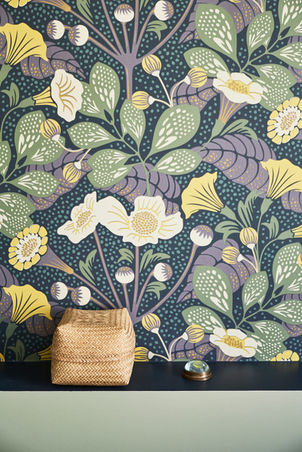 Papier peint Little Greene et tête de lit sur mesure.