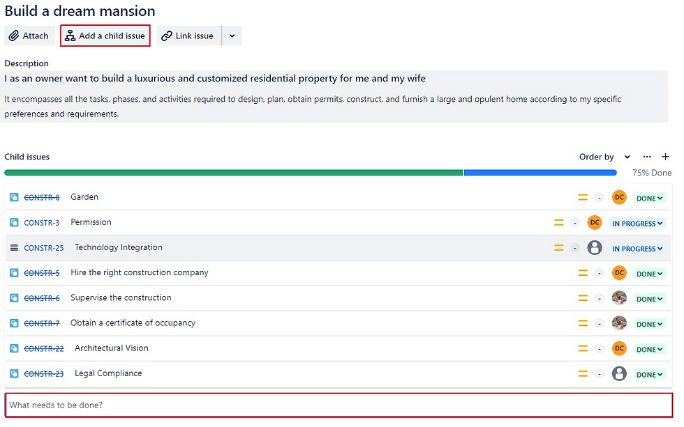bulk assign tasks in jira how to create a child issue in jira