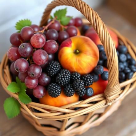 basket filled with grapes, peaches, blackberries and blueberries.jpg